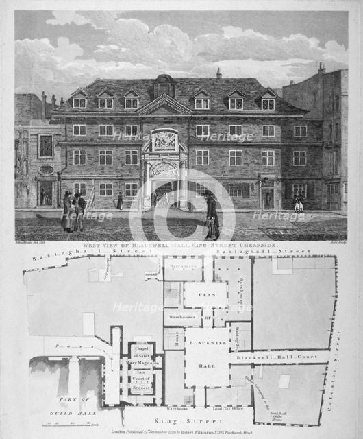 Blackwell Hall, King Street, City of London, 1820.                                                Artist: Thomas Dale