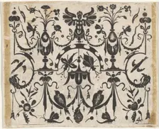 Blackwork Print with a Symmetric Grotesque Pattern, ca. 1620. Creator: Claes Jansz Visscher