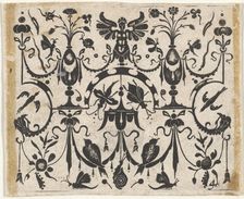 Blackwork Print with a Symmetric Grotesque Pattern, ca. 1620. Creator: Claes Jansz Visscher
