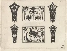 Blackwork Print with a Symmetrical Schweifwerk Pattern, ca. 1620. Creator: Claes Jansz Visscher
