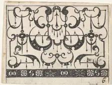 Blackwork Print with an All-Over Schweifwerk Pattern, ca. 1620. Creator: Claes Jansz Visscher