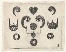 Blackwork Print with Various Motifs, ca. 1620. Creator: Claes Jansz Visscher