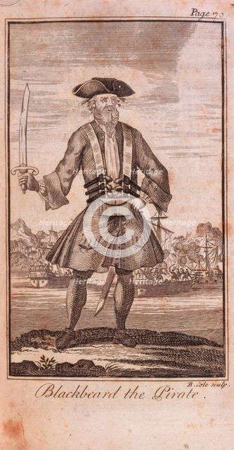 'Blackbeard the Pirate'. 1724. Creator: B Cole.