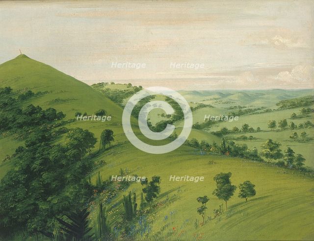 Blackbird's Grave, a Back View, Prairies Enameled with Flowers, 1832. Creator: George Catlin.
