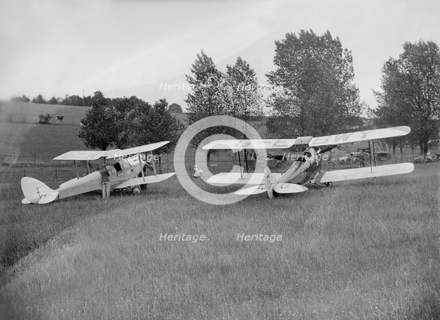 Blackburn Bluebird Mk 4 and De Havilland DH60 Moth at the Oxford Speed Trials, c1930. Artist: Bill Brunell.