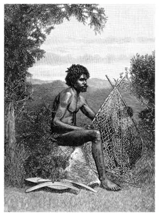 Blackfellow Mending His Net Australia, 1886