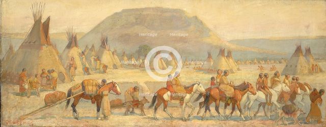 Blackfoot Camp Scene, late 19th-early 20th century. Creator: Edwin Willard Deming.