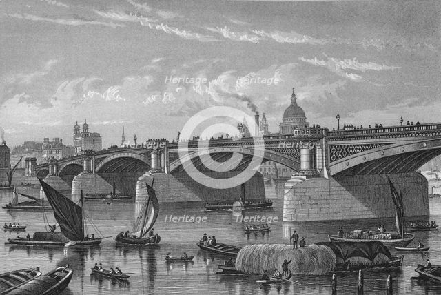Blackfriars Bridge from the Surrey side, London, c1875 (1878). Artist: Unknown.