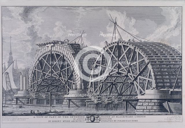 Blackfriars Bridge, London, 1766. Artist: Giovanni Battista Piranesi