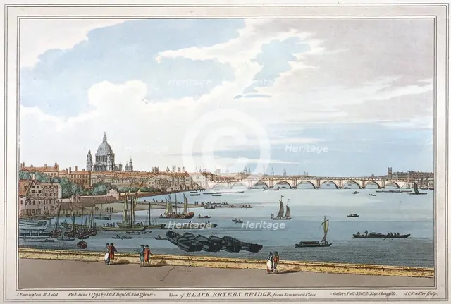 Blackfriars Bridge, London, 1795. Artist: Joseph Constantine Stadler