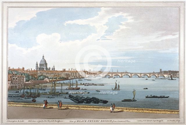 Blackfriars Bridge, London, 1795. Artist: Joseph Constantine Stadler