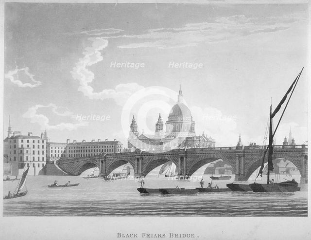 Blackfriars Bridge, London, 1797. Artist: Thomas Malton II