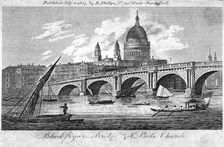 Blackfriars Bridge, London, 1803. Artist: Anon