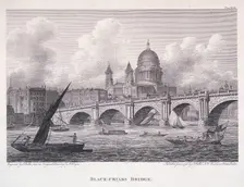 Blackfriars Bridge, London, 1827. Artist: George Cooke