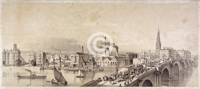 Blackfriars Bridge, London, 1835. Artist: Anon