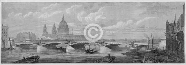 Blackfriars Bridge, London, 1869. Artist: Anon