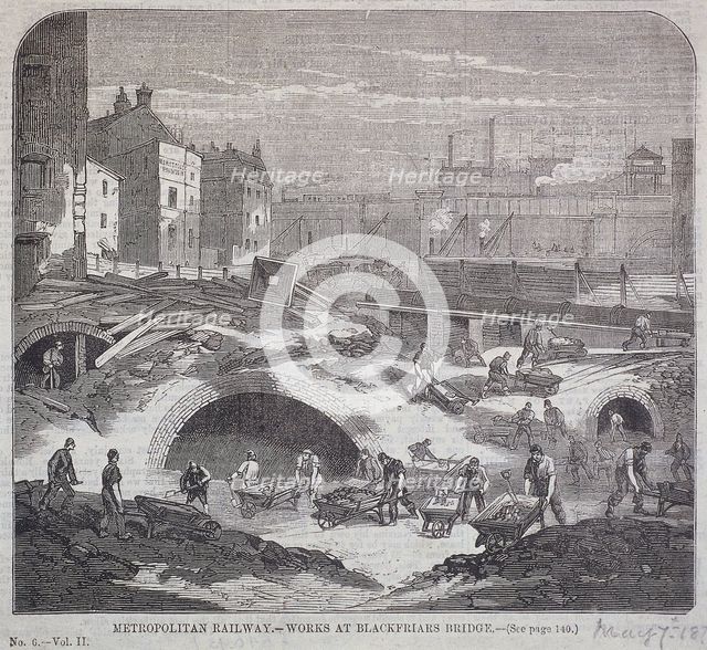 Blackfriars Bridge, London, 1863. Artist: Mason Jackson