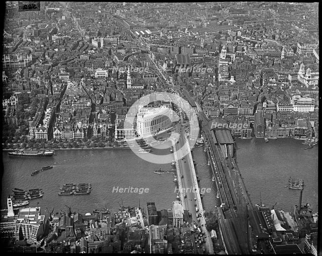Blackfriars Bridge, Unilever House and area around Faringdon Road, London,  c1930s. Creator: Arthur William Hobart.