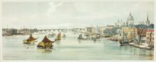 Blackfriars, from Southwark Bridge, plate six from Original Views of London as It Is, 1842. Creator: Thomas Shotter Boys