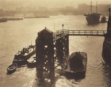 Blackfriars Pier. From the album: Photograph album - London, 1920s. Creator: Harry Moult