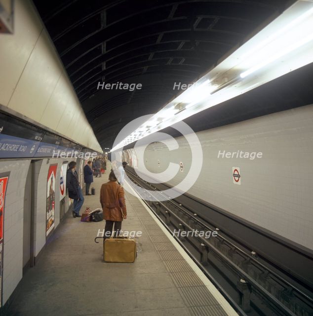 Blackhorse Road tube station on the Victoria Line, London, 1974.  Creator: Michael Walters.