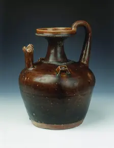 Blackish brown chicken-headed ewer with squared lugs, Eastern Jin dynasty, China, 4th century. Creator: Unknown