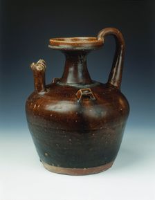 Blackish brown chicken-headed ewer with squared lugs, Eastern Jin dynasty, China, 4th century
