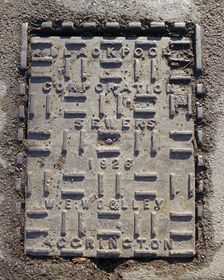 Blackpool Corporation sewers inspection cover plate, Stanley Park, Blackpool, Lancashire, 2006 Artist: Peter Williams