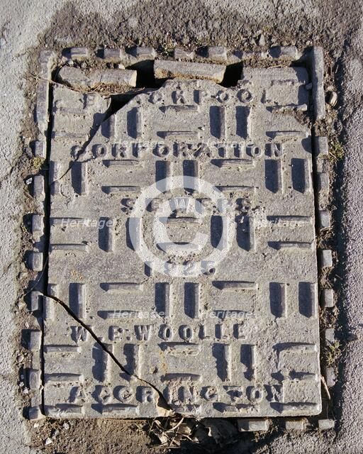 Blackpool Corporation sewers inspection cover plate, Stanley Park, Blackpool, Lancashire, 2006 Artist: Peter Williams.