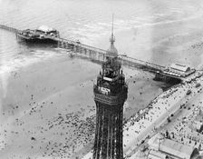 Blackpool Tower and Pier, Blackpool, Lancashire, 1920. Artist: Aerofilms