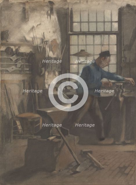 Blacksmith in his forge, 1870-1923. Creator: Willem Witsen.