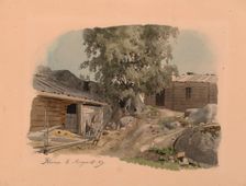 Blacksmith's house and yard, 1859. Creator: Werner Holmberg
