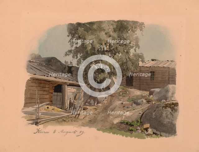 Blacksmith's house and yard, 1859. Creator: Werner Holmberg.