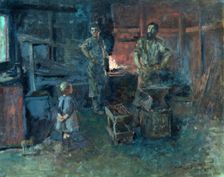 Blacksmith's shop in Tinakori Road, 1895. Creator: James McLauchlan Nairn