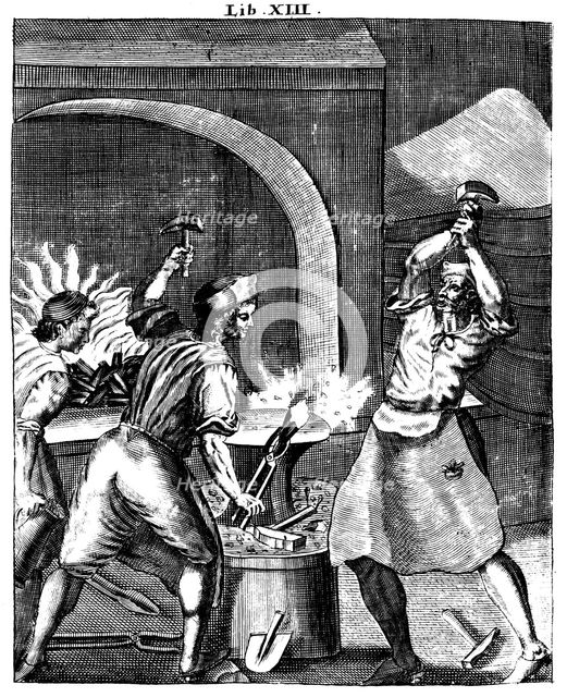 Blacksmiths at work, 1715. Artist: Unknown