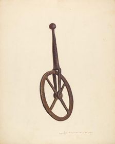 Blacksmith's Measuring Wheel, c. 1939. Creator: John Swientochowski
