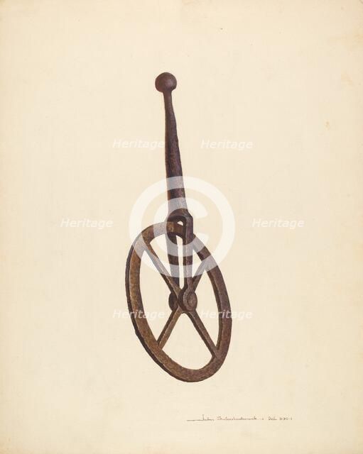 Blacksmith's Measuring Wheel, c. 1939. Creator: John Swientochowski.