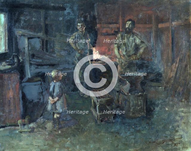 Blacksmith's shop in Tinakori Road, 1895. Creator: James McLauchlan Nairn.