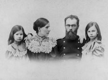 Blagovidov Dmitry and Anna Timofeevna with their daughters Maria and Vera, 1900. Creator: Unknown