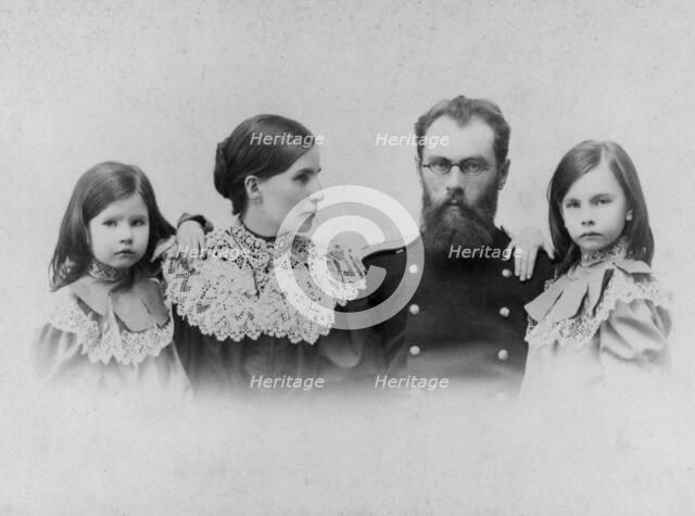 Blagovidov Dmitry and Anna Timofeevna with their daughters Maria and Vera, 1900. Creator: Unknown.