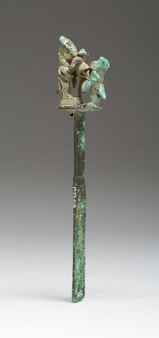 Blade with Two Figures in Presentation Scene, 100 B.C./A.D. 500. Creator: Unknown