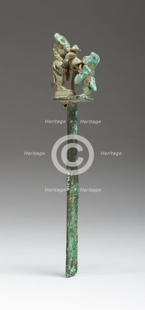 Blade with Two Figures in Presentation Scene, 100 B.C./A.D. 500. Creator: Unknown.