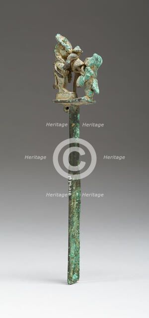 Blade with Two Figures in Presentation Scene, 100 B.C./A.D. 500. Creator: Unknown.