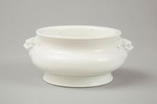 Blanc de chine censer with lion head handles, 18th century. Creator: Unknown
