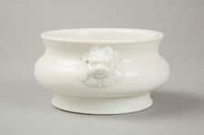 Blanc de chine censer with lion head handles, 18th century. Creator: Unknown