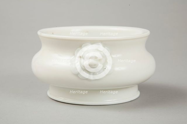 Blanc de chine censer with lion head handles, 18th century. Creator: Unknown.