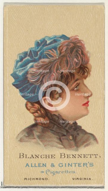 Blanche Bennett, from World's Beauties, Series 2 (N27) for Allen & Ginter Cigarettes, 1888., 1888. Creator: Allen & Ginter.