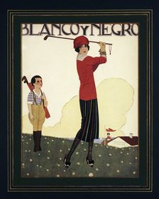Blanco Y Negro poster with golfing theme, c1930s. Creator: Unknown