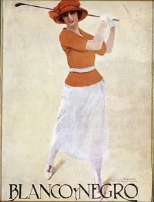 Blanco Y Negro poster with golfing theme, c1930s. Creator: Unknown