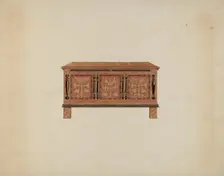 Blanket Chest - Front View, c. 1936. Creator: Martin Partyka